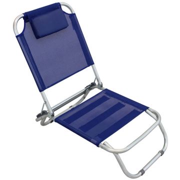 Transat de plage pliant réglable Bleu en Aluminium